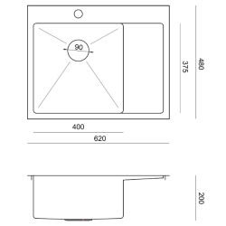 RUSSEL 116 SteelQ zlewozmywak PVD R10 złoty z syfonem kol. złoty 1-komorowy z/o